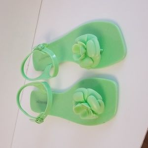 Jeffrey Campbell Fleurisse  ankle strap, green sandals. Size 10.